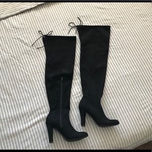 Black Thigh High velvet boots